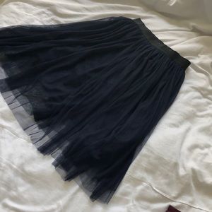 Navy blue tulle skirt.